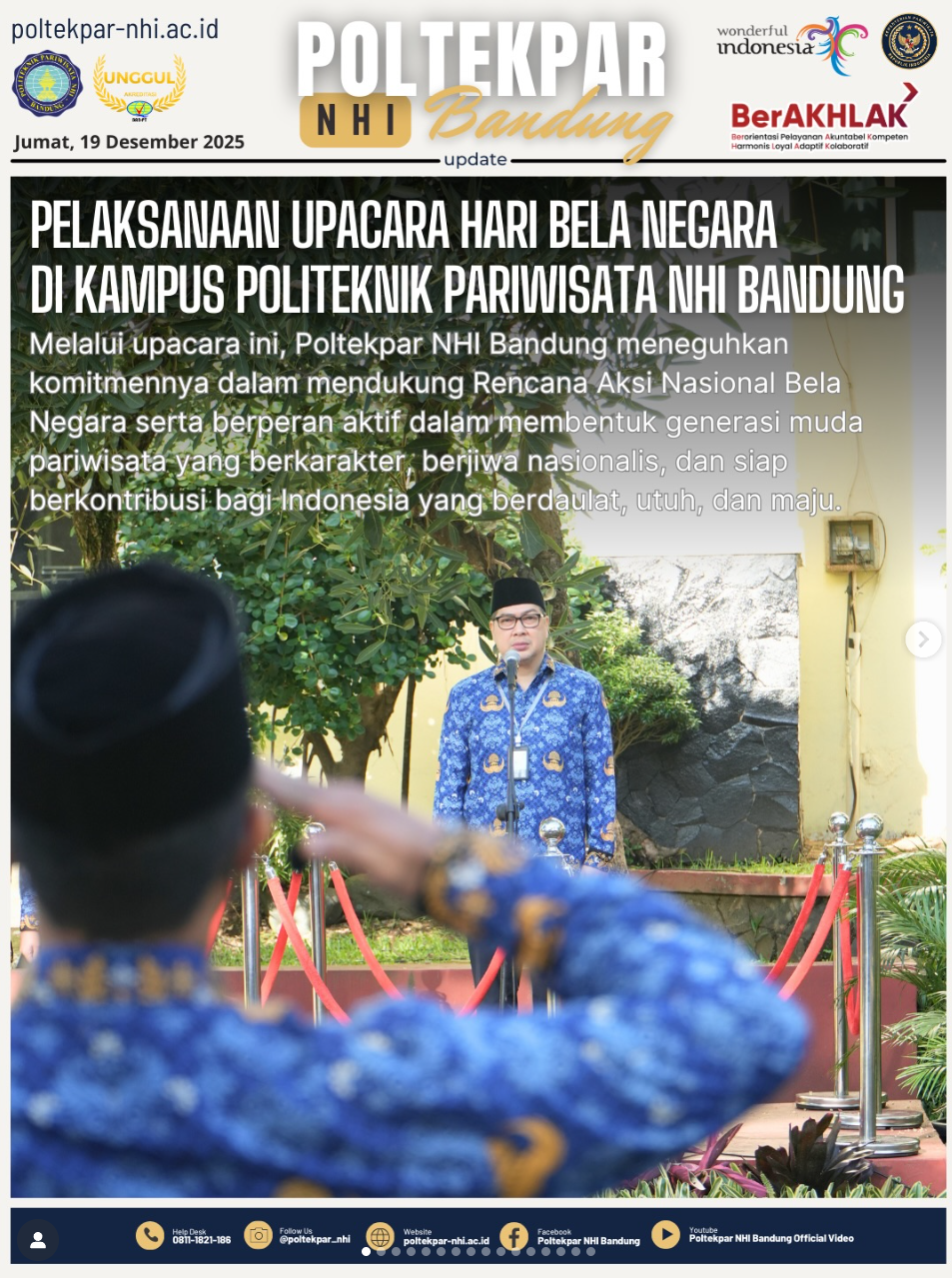 Pelaksanaan Upacara Hari Bela Negara Di Kampus Politeknik Pariwisata NHI Bandung