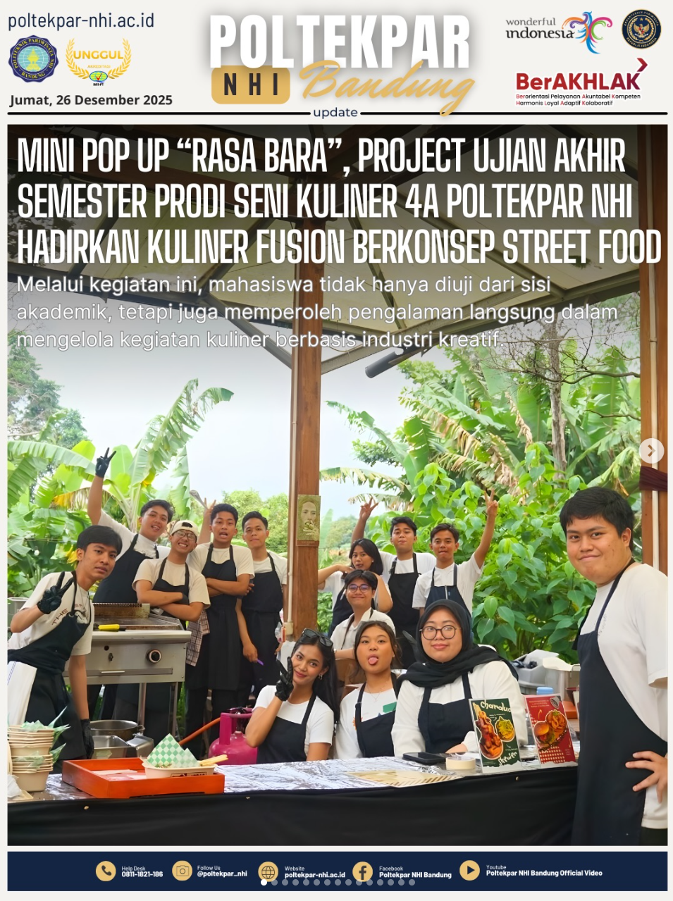 Mini Pop Up “Rasa Bara”, Project Ujian Akhir Semester Prodi Seni Kuliner 4A Poltekpar NHI Hadirkan Kuliner Fusion Berkonsep Street Food