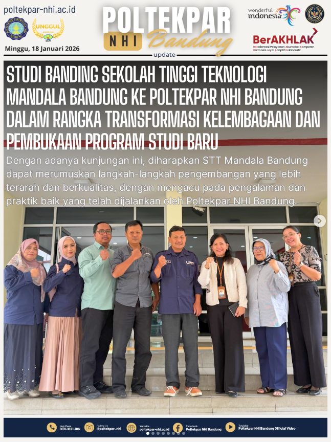 Studi Banding Sekolah Tinggi Teknologi Mandala Bandung Ke Poltekpar NHI Bandung Dalam Rangka Transformasi Kelembagaan Dan Pembukaan Program Studi Baru