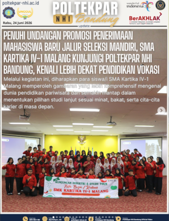 Penuhi Undangan Promosi Penerimaan Mahasiswa Baru Jalur Seleksi Mandiri, SMA Kartika IV-1 Malang Kunjungi Poltekpar NHI Bandung, Kenali Lebih Dekat Pendidikan Vokasi